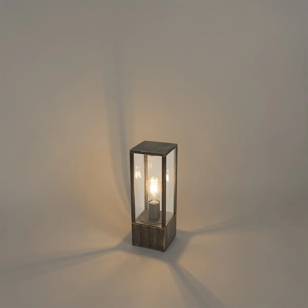 Lampa podłogowa zewnętrzna w stylu vintage, złoto antyczne, 40 cm, IP44 - Charlois
