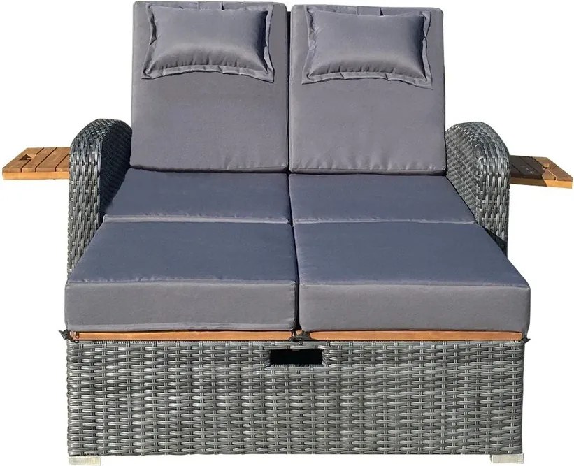 Szara sofa ogrodowa z imitacji rattanu Bari – Garden Pleasure