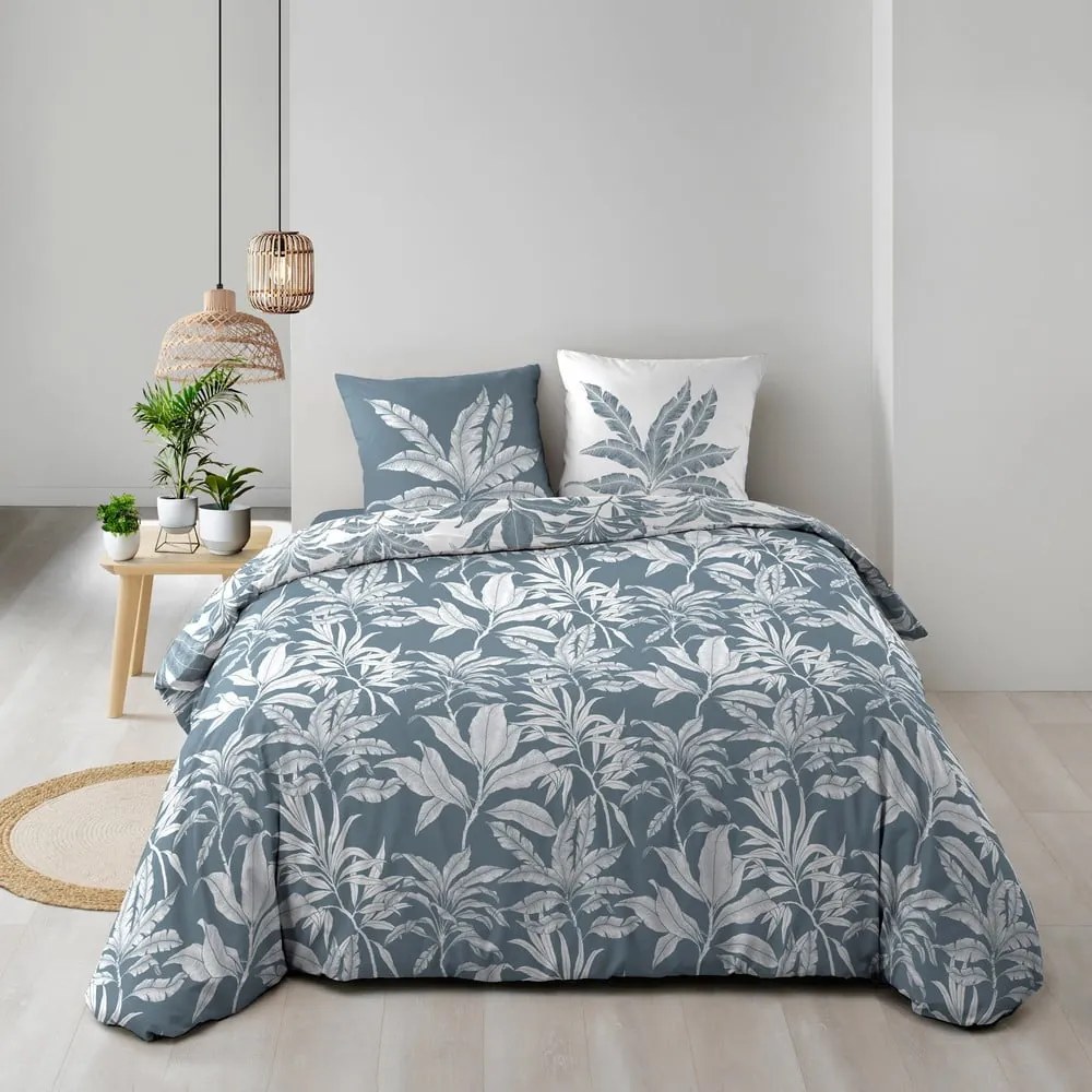 Biało-niebieska bawełniana pościel dwuosobowa 240x220 cm Hera – douceur d'intérieur
