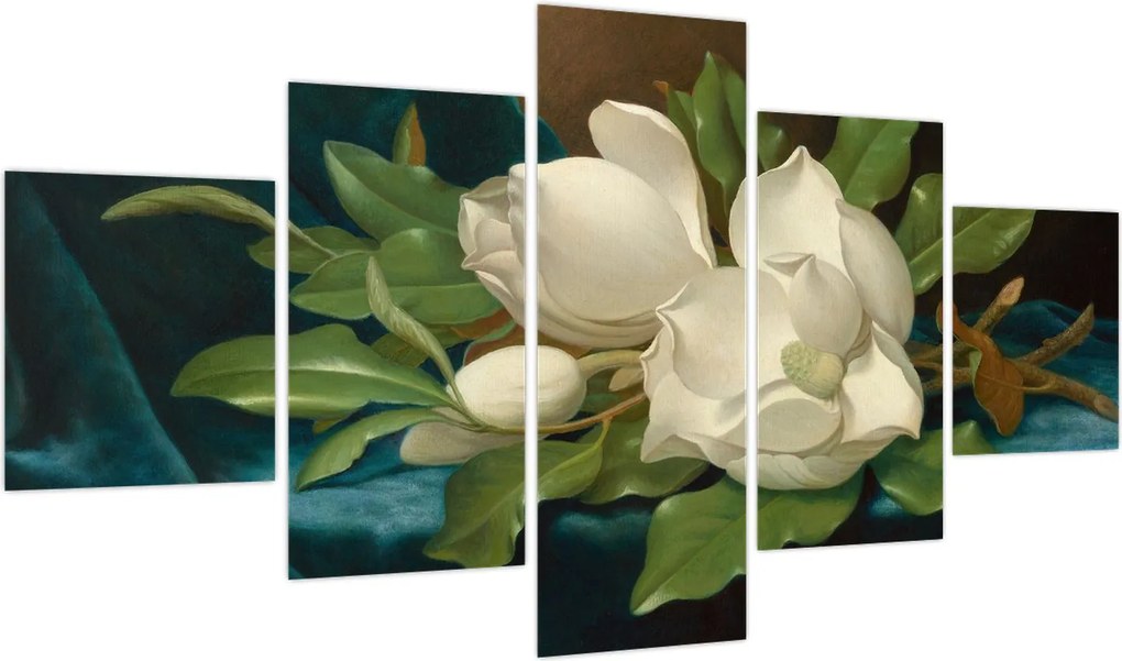 Obraz - Martin Johnson Heade, Giant Magnolias on a Blue Velvet Cloth, reprodukcje (125x70 cm)