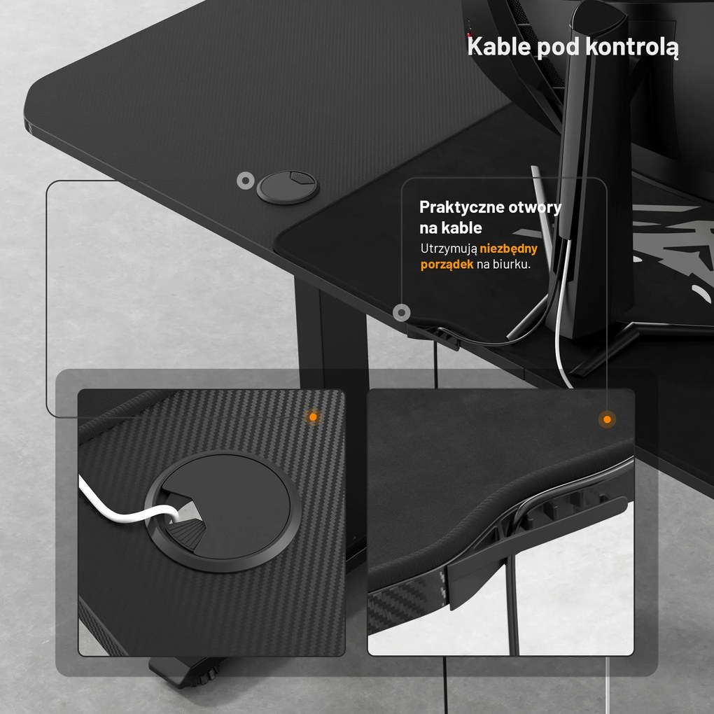 Biurko z regulacją wysokości DIABLO X-TENSIO 1600 czarne