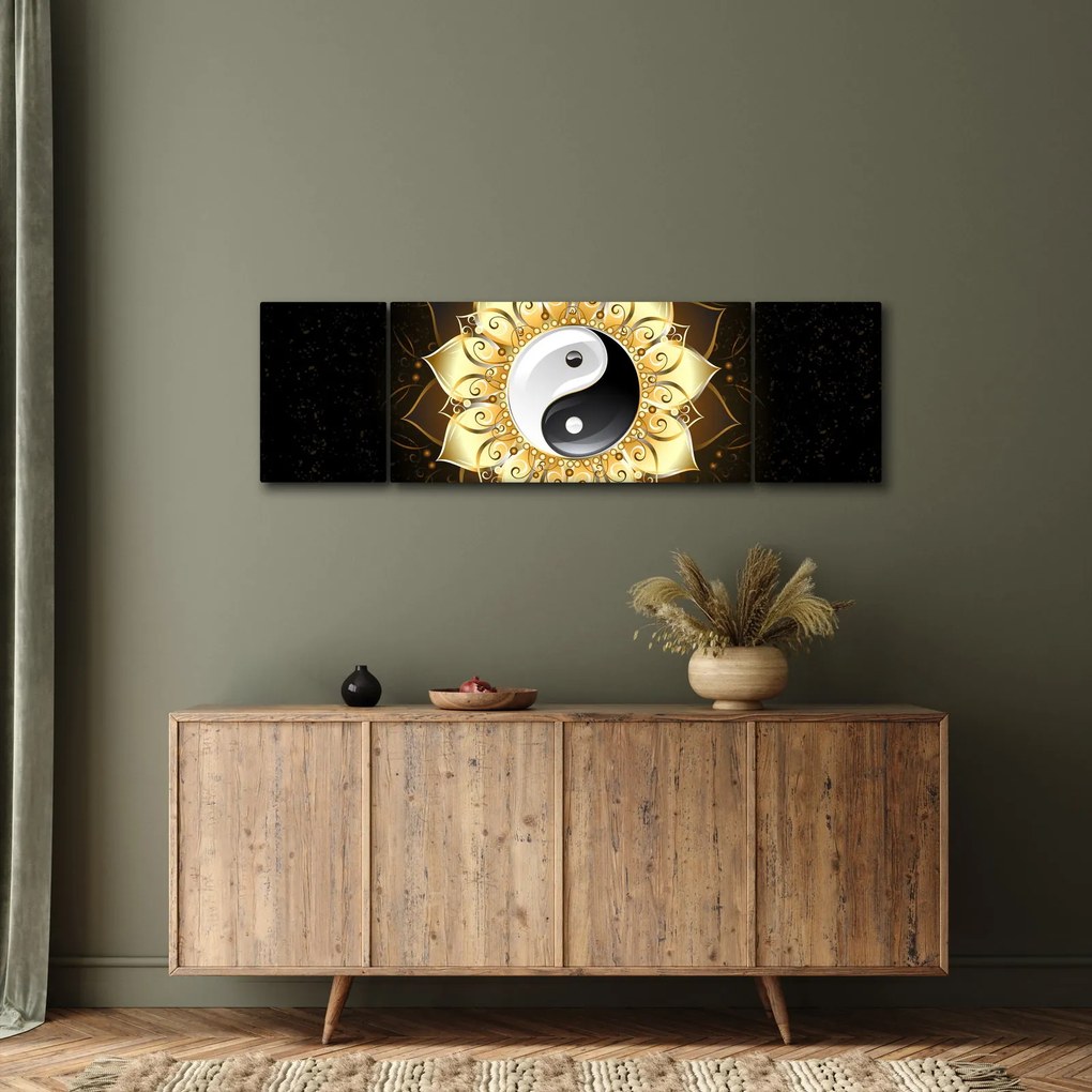 Obraz - Złoty Yin-Yang (170x50 cm)