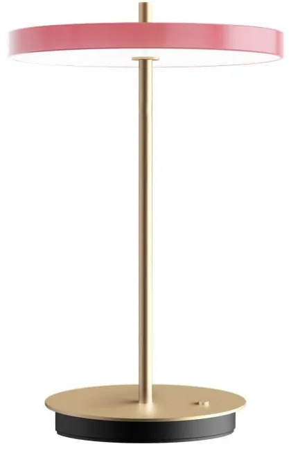 Różowa lampa stołowa LED ze ściemniaczem i metalowym kloszem (wysokość 31 cm) Asteria Move – UMAGE