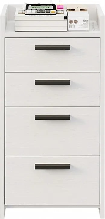 Komoda biała kontenerek pod biurko biurowy regał szafka 4 szuflady wysoka