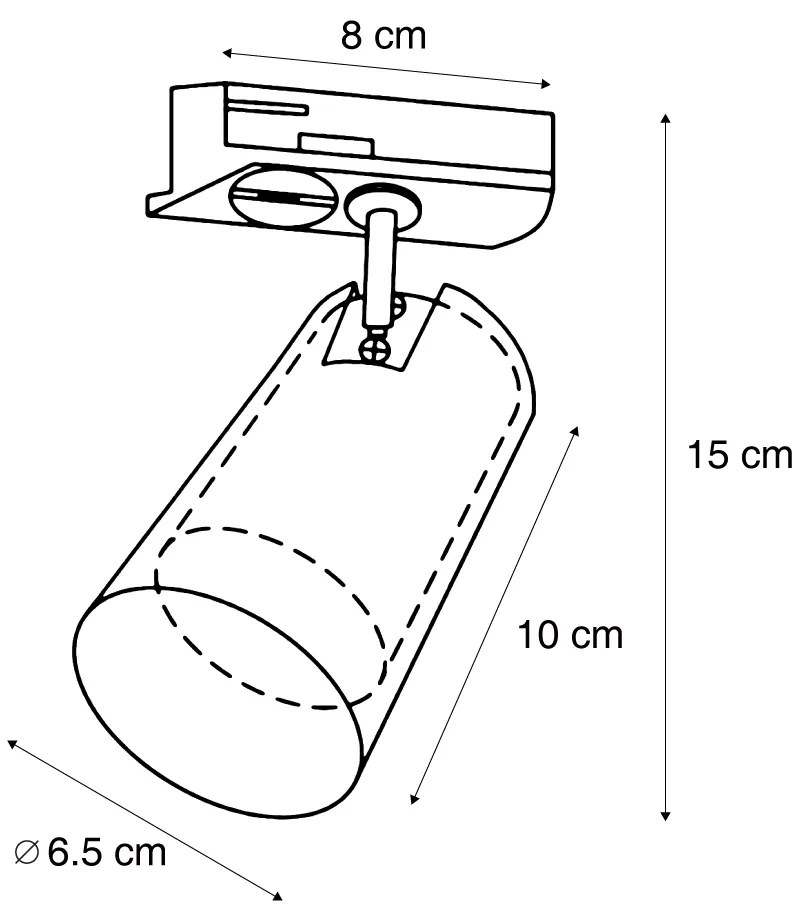 Nowoczesny reflektor w kolorze metalu z przezroczystym szkłem do systemu szynowego 1-fazowego - Iconic Lloyd Nowoczesny Oswietlenie wewnetrzne