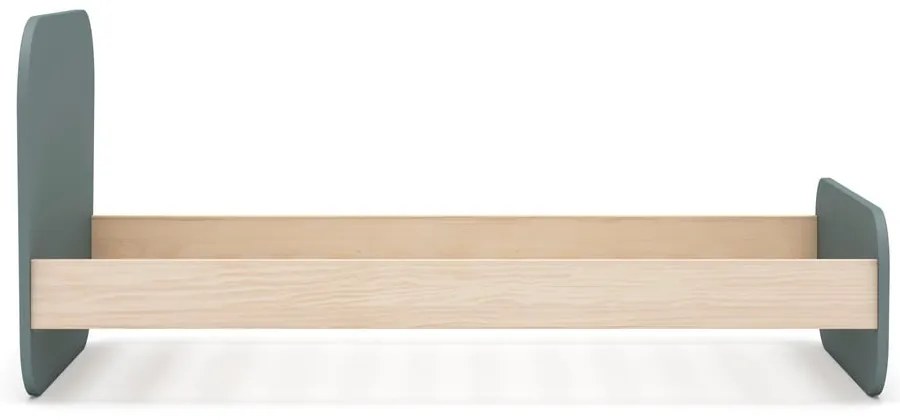 Szarozielone łóżko dziecięce w dekorze sosny ze stelażem 90x190 cm Esteban – Marckeric