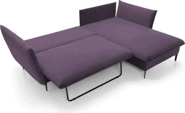 Narożnik GLOSS Prawostronny z funkcją spania, zestaw z poduszkami wolnostojący tkanina RIVIERA 76 Miętowy WERSAL