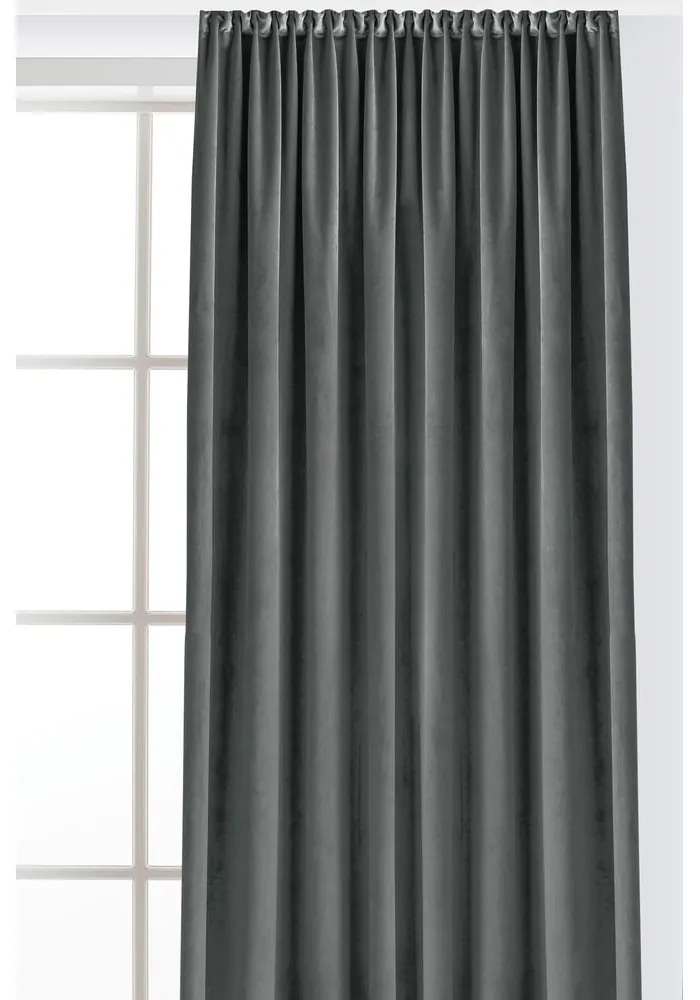 Ciemnoszara aksamitna zasłona częściowo zaciemniająca (dimout) 140x300 cm Velto – Filumi