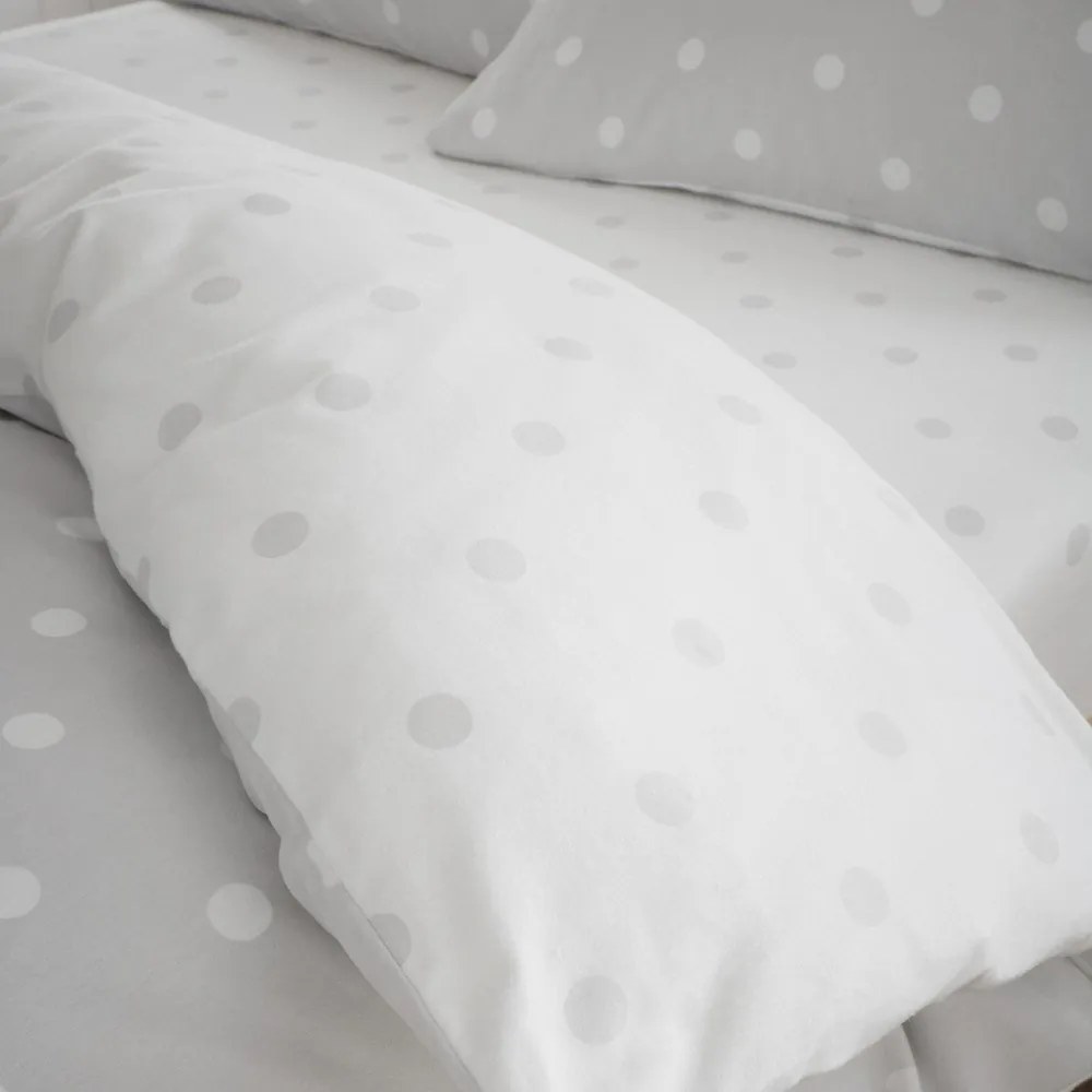 Białe/szare flanelowe prześcieradło z gumką 135x190 cm Polka Dot – Catherine Lansfield