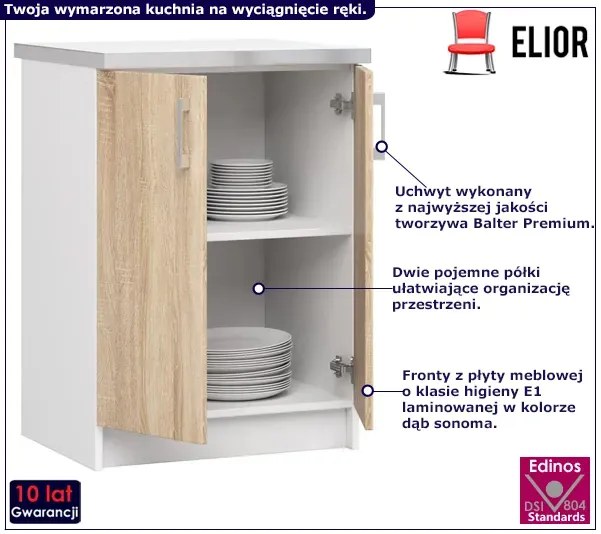 Dolna szafka kuchenna z półkami 60 cm dąb sonoma G9-M70