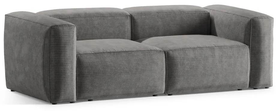 Jasnoszara sztruksowa sofa 224 cm Bergamo – Cosmopolitan Design