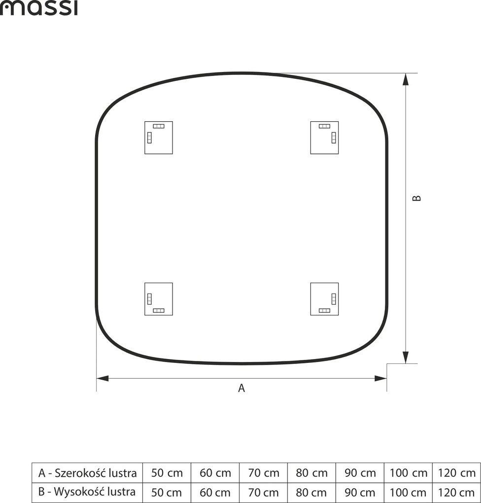 Lustro kwadratowe oszlifowane z podświetleniem ROUND Silk LED | Różne rozmiary | Różne kolory : Kolor tafli szkła - Brąz, Rozmiar - 90 x 90 cm