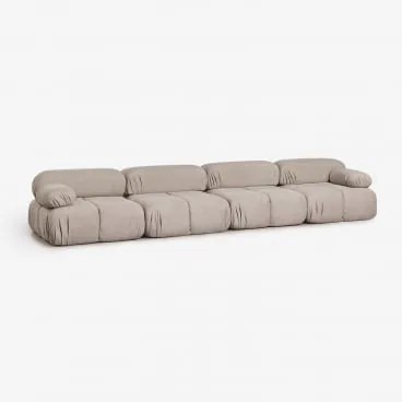 Sofa Modułowy 4-częściowy Z Tkaniny Bouclé, Pakowany Próżniowo Kendall Bukla Czekoladowy Brąz - Sklum