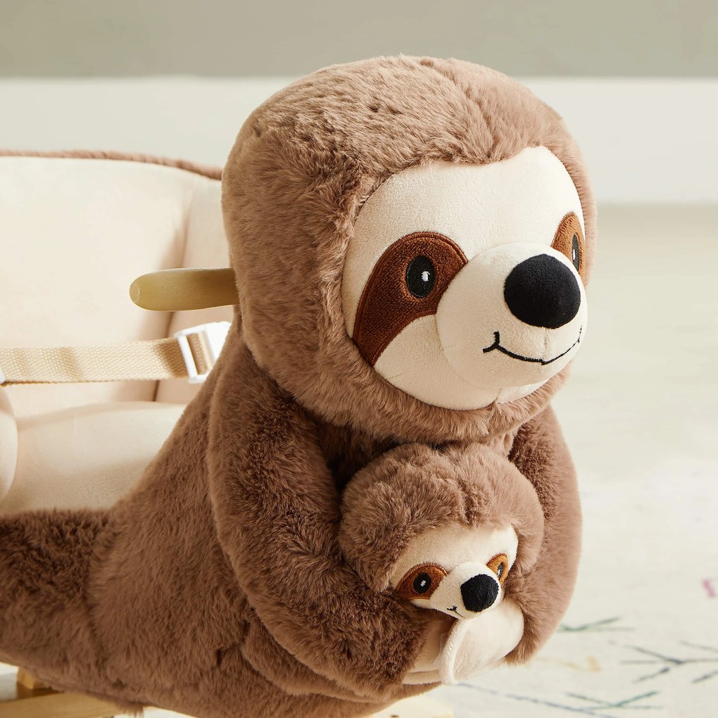 Leniwiec na biegunach z pasem bezpieczeństwa, brązowy Spielwerk