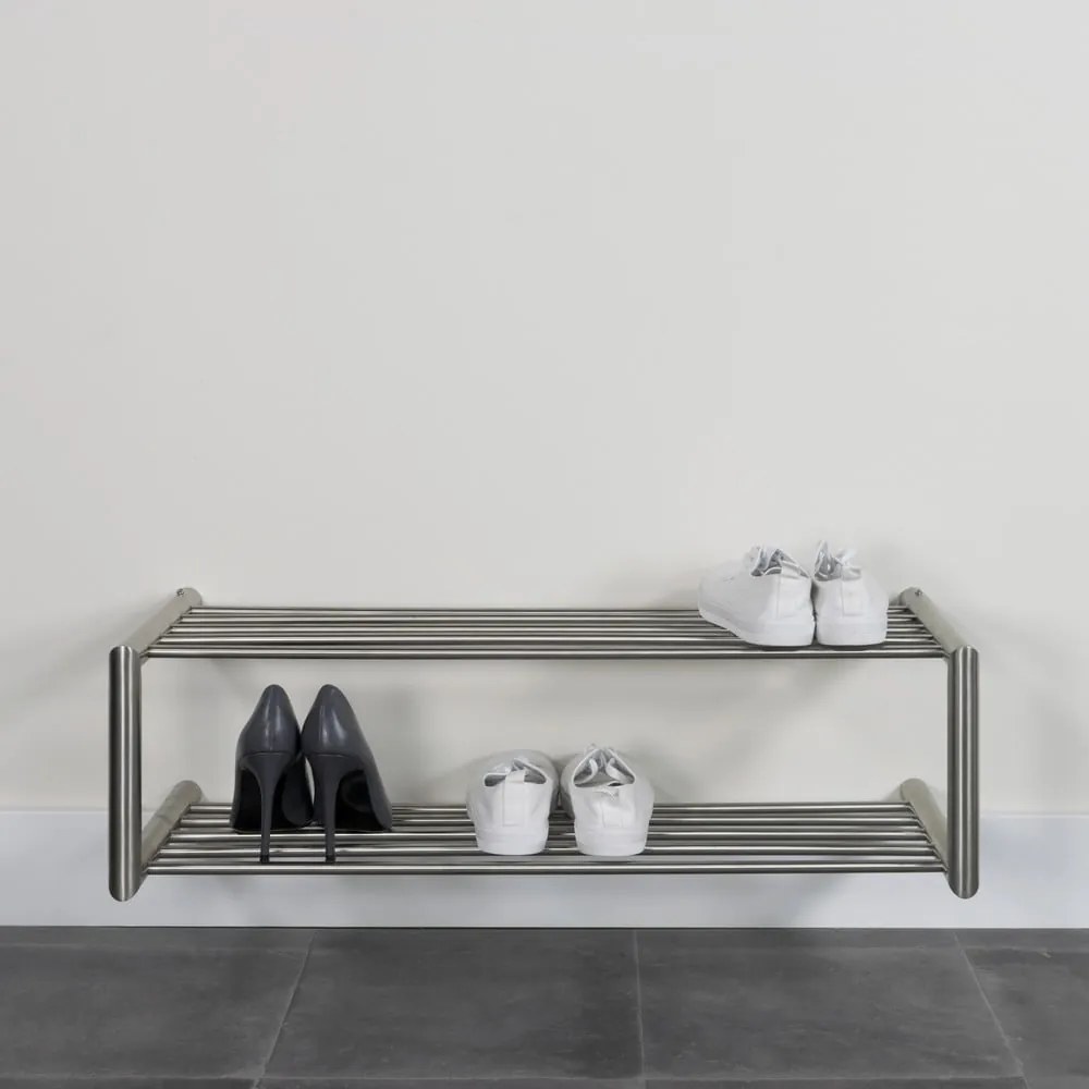 Metalowa wisząca szafka na buty w kolorze srebra 80x23x33,5 cm Soenz – Spinder Design