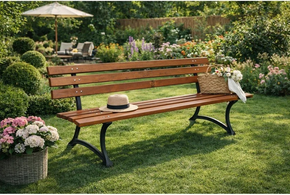 Drewniana ławka ogrodowa w naturalnym kolorze – Rojaplast