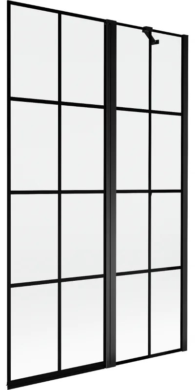 Mexen Mist parawan nawannowy 2-skrzydłowy prawy 110 x 150 cm, czarna kratka, czarny - 8A9-110-011-70-77-P