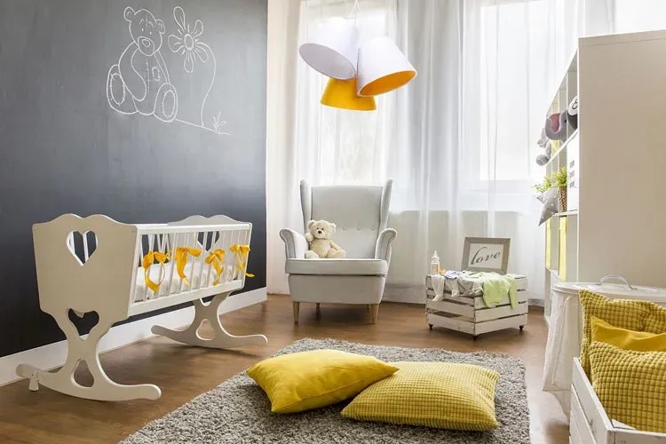 Biało-żółta lampa wisząca dzwonki dla dzieci H9-F64