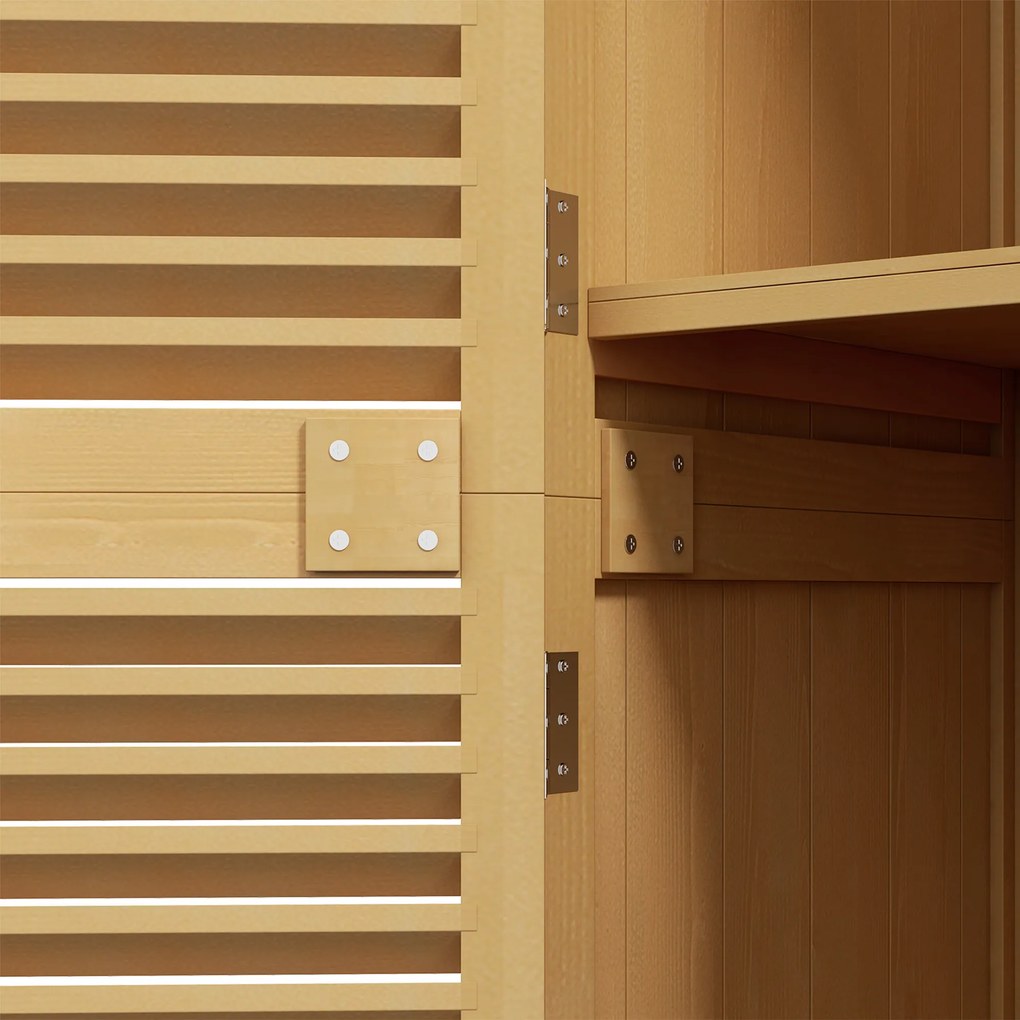 Outsunny Szafka Ogrodowa Wodoodporna, 2 Drzwi z Zamkiem, Drewno Sosnowe, 87D x 46,5S x 160W cm, Jasnożółty