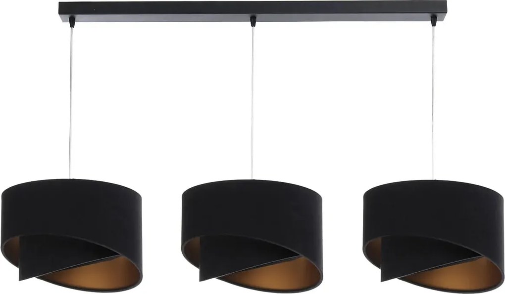 Czarna potrójna lampa wisząca nad stół glamour - 5X S500 N5-W31