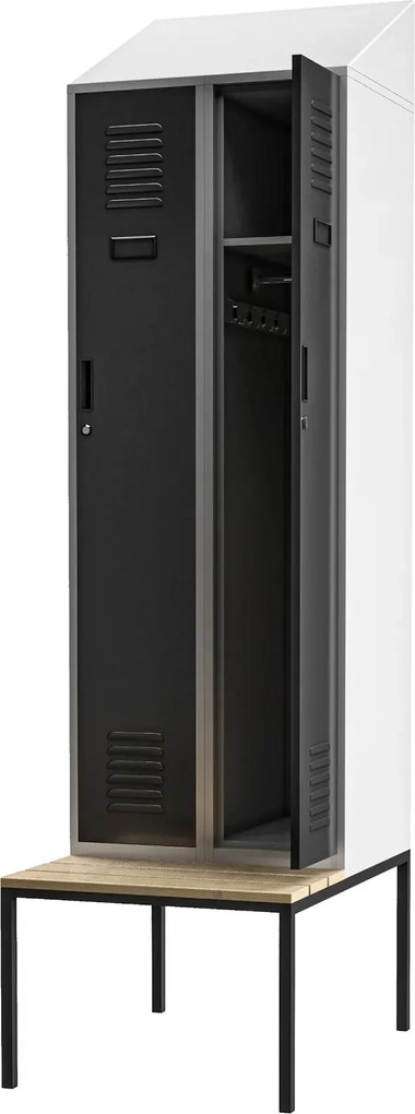 Szatnia z ławeczką i daszkiem Kacper II PRO 60x85x229,5 cm szary/antracyt