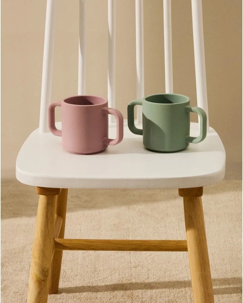 Jasnoróżowo-turkusowe silikonowe kubki dla dzieci zestaw 2 szt. Lili – Kave Home