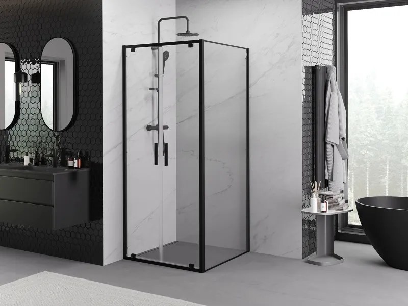Mexen Exo-BR Duo kabina prysznicowa uchylna 70 x 70 cm, transparent, czarna - 8182-070-070-70-00