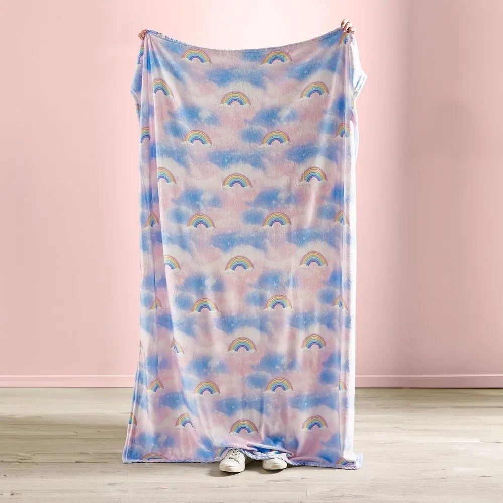 Niebiesko-różowy koc dziecięcy z mikropluszu 130x170 cm Candy Unicorn – Catherine Lansfield