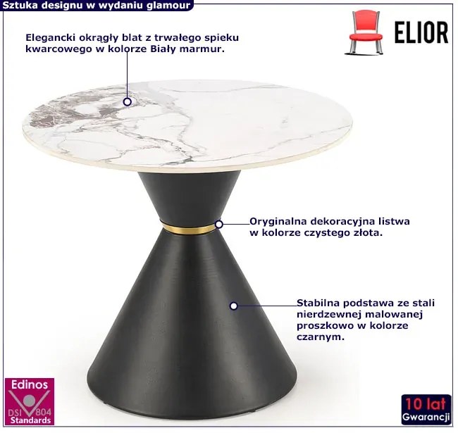 Ława kawowa w stylu glamour biały marmur + czarny G1-W55
