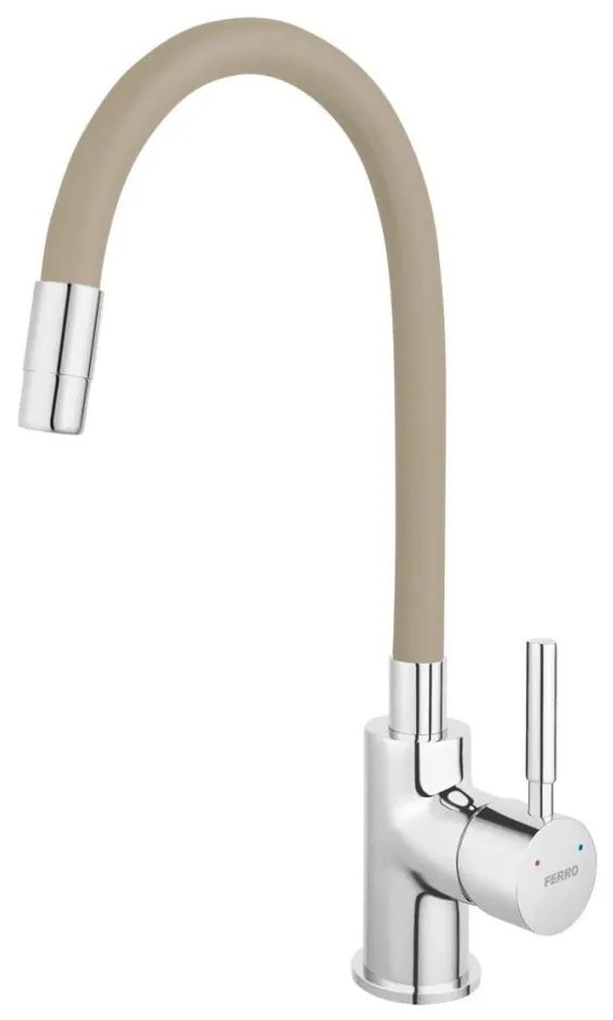 FERRO - Bateria kuchenna z elastycznym uchwytem chrom błyszczący/beżowy