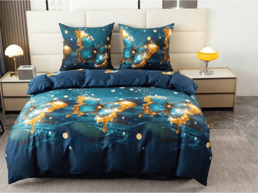 PrzytulneMieszkanie.pl PrzytulneMieszkanie.pl Pościel z mikrofibry MYSTIC BUTTERFLY niebieska Rozmiar pościeli: 70 x 80 cm | 140 x 200 cm
