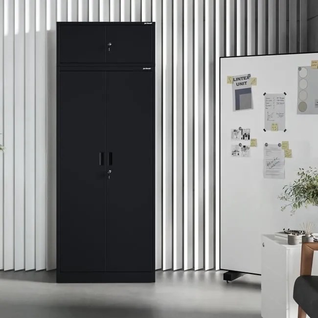 Metalowa nadstawka do szafy biurowej Ewa Compact, kolor czarny