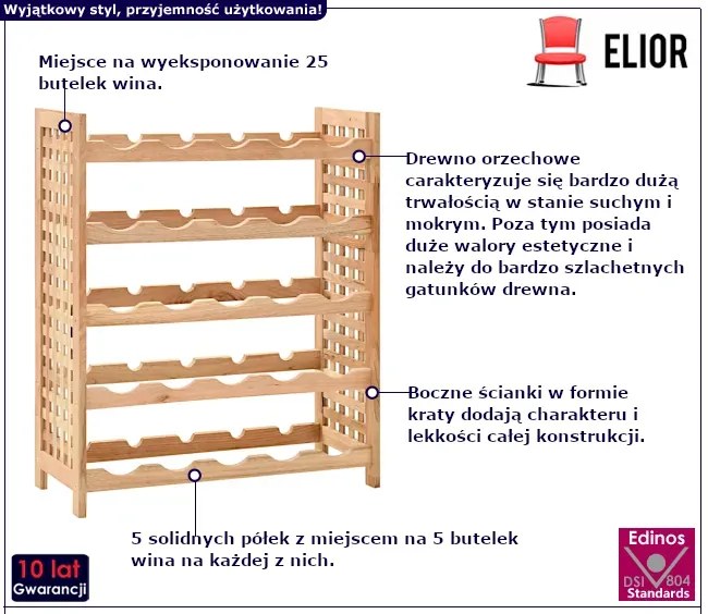 Stojak na 25 butelek wina - Vinario