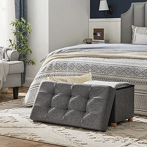 Taboretka z miejscem do przechowywania na nóżkach OTO, 76x38x40cm, antracyt SongmicsHome