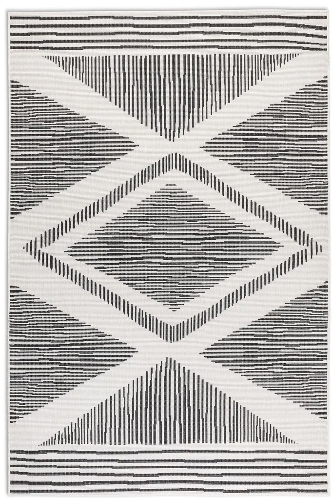 Dywan dwustronny zewnętrzny Gemini romby czarno-kremowy 200 cm x 290 cm