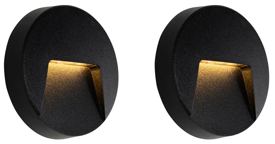 Zestaw 2 zewnętrznych okrągłych czarnych lamp ściennych z LED IP65 - Gem