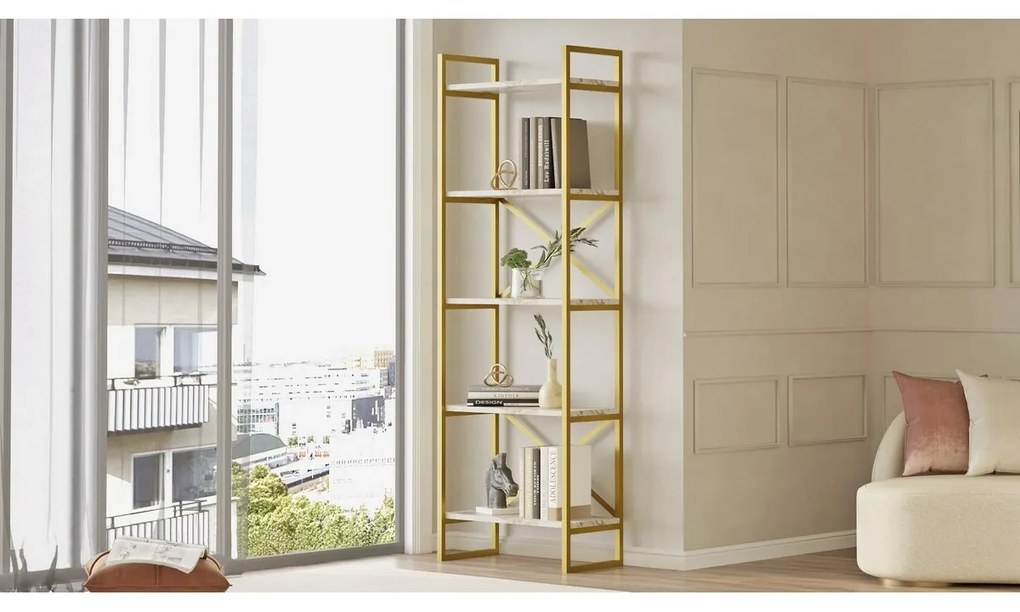 Regał Vento Marble and Gold, S