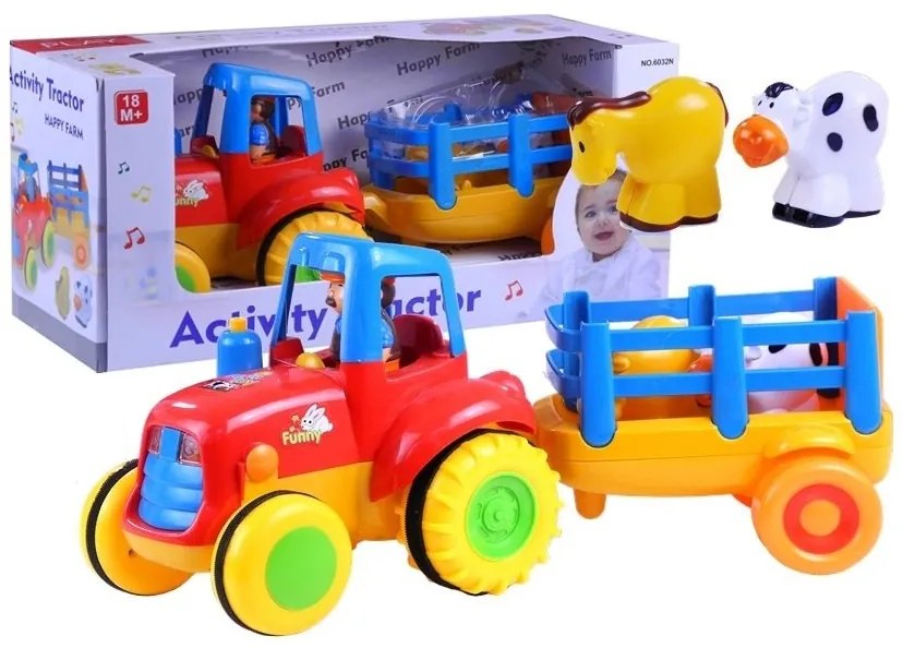 Traktor przyczepa zwierzątka gra świeci odgłosy