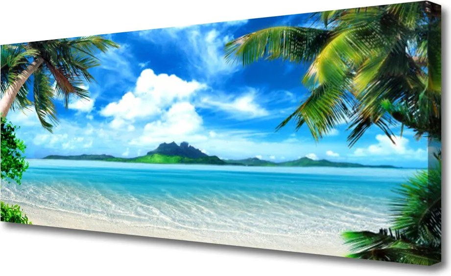 Obraz drukowany na płótnie Tropikalna Plaża pod Palmami