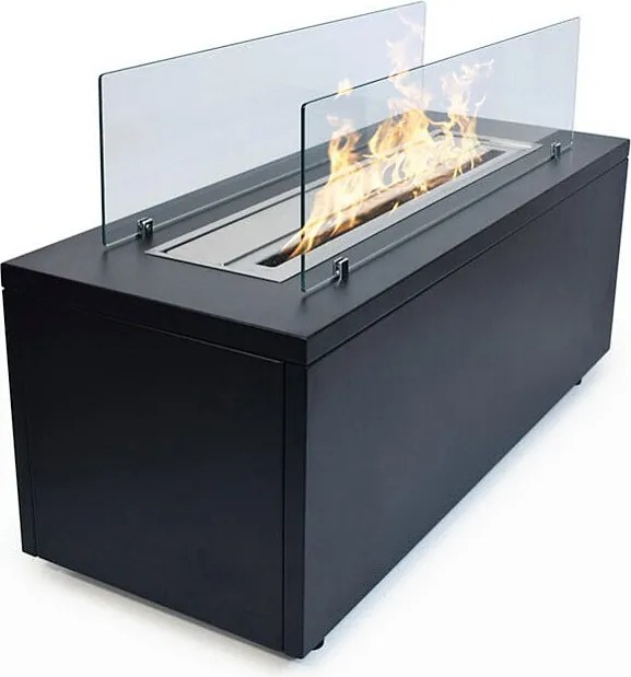 CARAVAGGIO Czarny kominek bioetanolowy do wewnątrz i na zewnątrz, stojący, dł. 100 x gł. 40 x wys. 40 cm