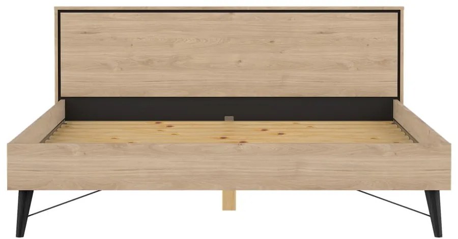 Łóżko dwuosobowe w dekorze dębu ze stelażem 180x200 cm w naturalnym kolorze Ry – Tvilum