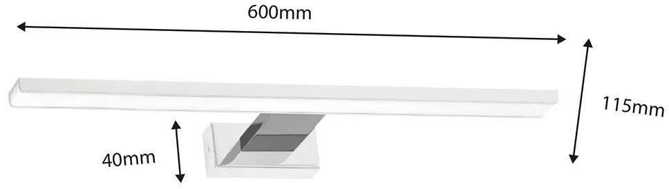 Kinkiet łazienkowy LED biały + srebrny - N014-Cortina 13,8W 60x11,5x4 cm