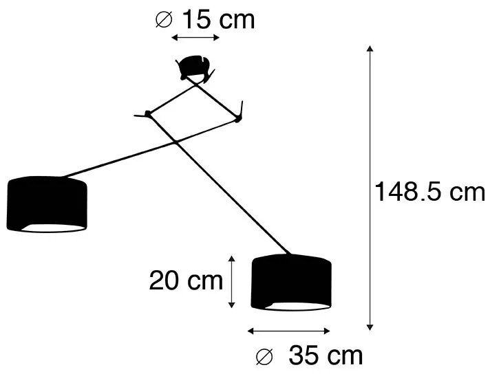 Inteligentna lampa wisząca czarna z abażurem 35 cm zielonym w komplecie z 2 żarówkami WiFi A60 - Blitz Nowoczesny Oswietlenie wewnetrzne