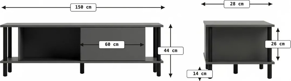 PROMOCJA Stolik RTV PARIS 150 cm, biały II. jakość