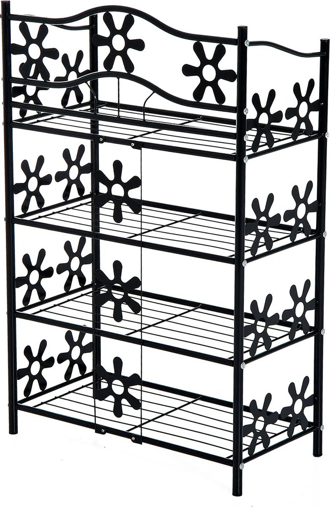 HOMCOM Szafka regał półki metalowa Czarna elegancja Idealna na rośliny 59.5x30x92cm | Aosom PL