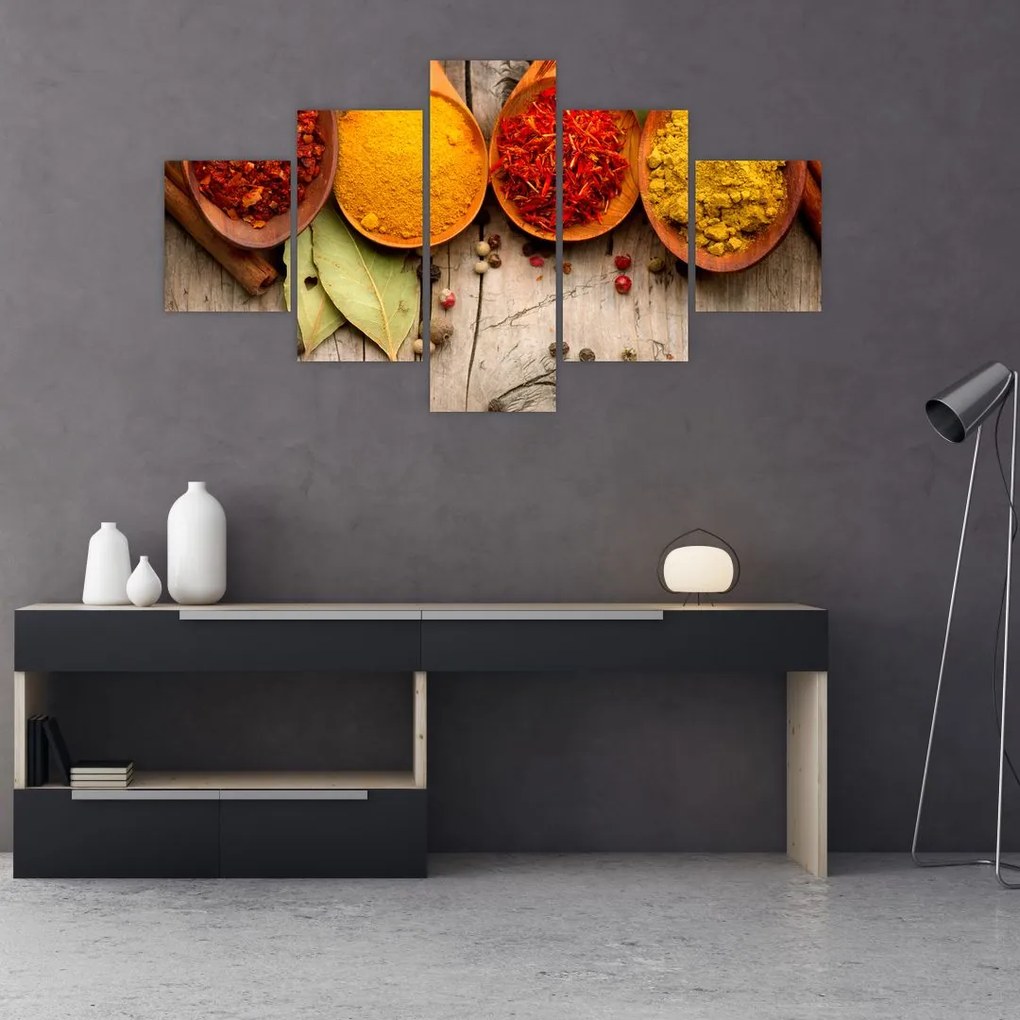 Obraz - Przyprawy na drewnie (125x70 cm)