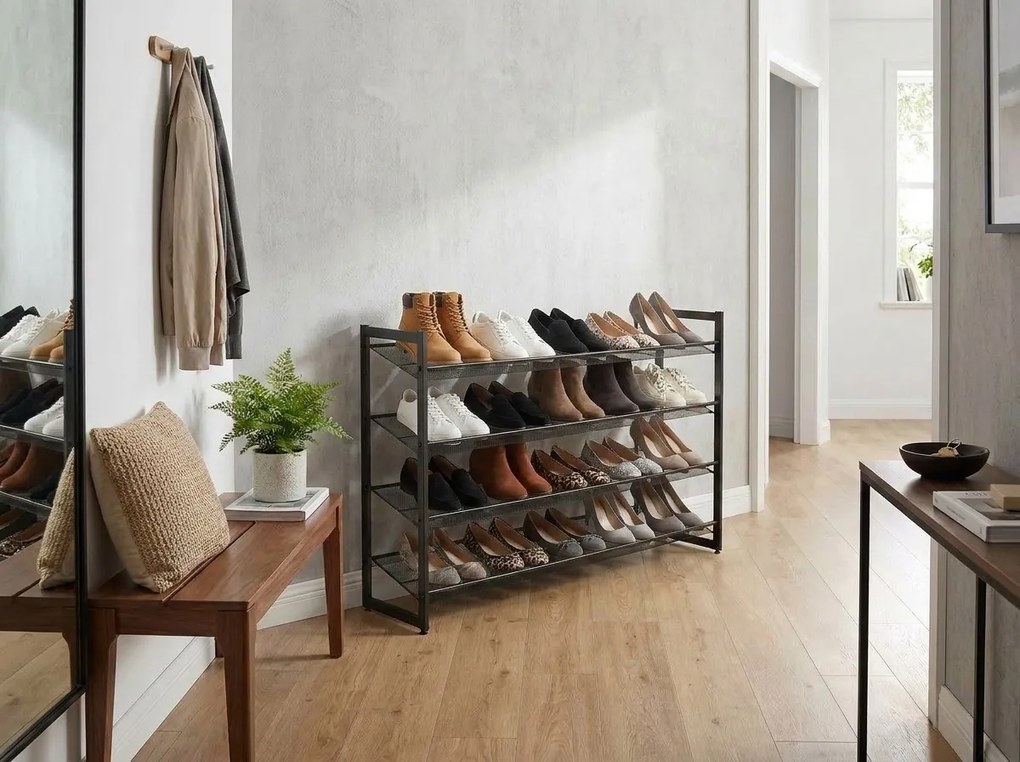 Czarny metalowy stojak na buty LEMIRO