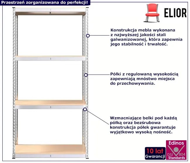 2 regały magazynowe z 4 półkami - Goves 7X