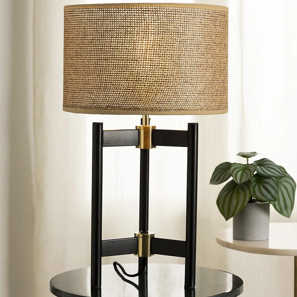 Lampa z beżowym abażurem Levon, wys. 51 cm