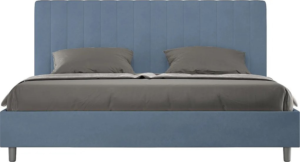 Łóżko bez stelaża tapicerowane 180x190 microfibra niebieski Agueda